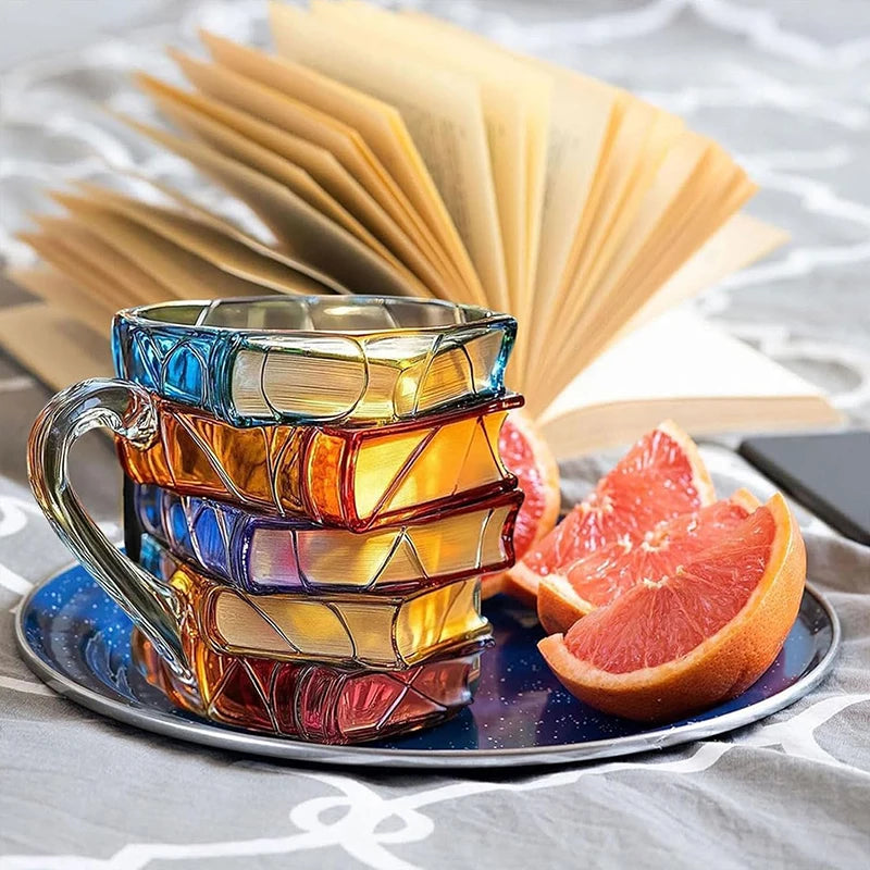 Taza de Resina con Diseño de Libros – Arte 3D Colorido para Lectores-Mugs-Hogar88-Hogar88