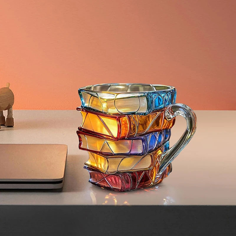Taza de Resina con Diseño de Libros – Arte 3D Colorido para Lectores-Mugs-Hogar88-Hogar88