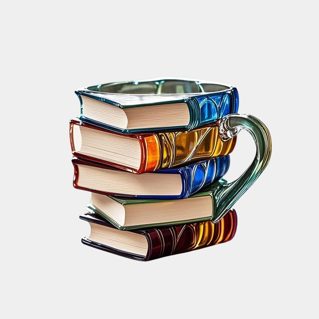 Taza de Resina con Diseño de Libros – Arte 3D Colorido para Lectores-Mugs-Hogar88-Hogar88