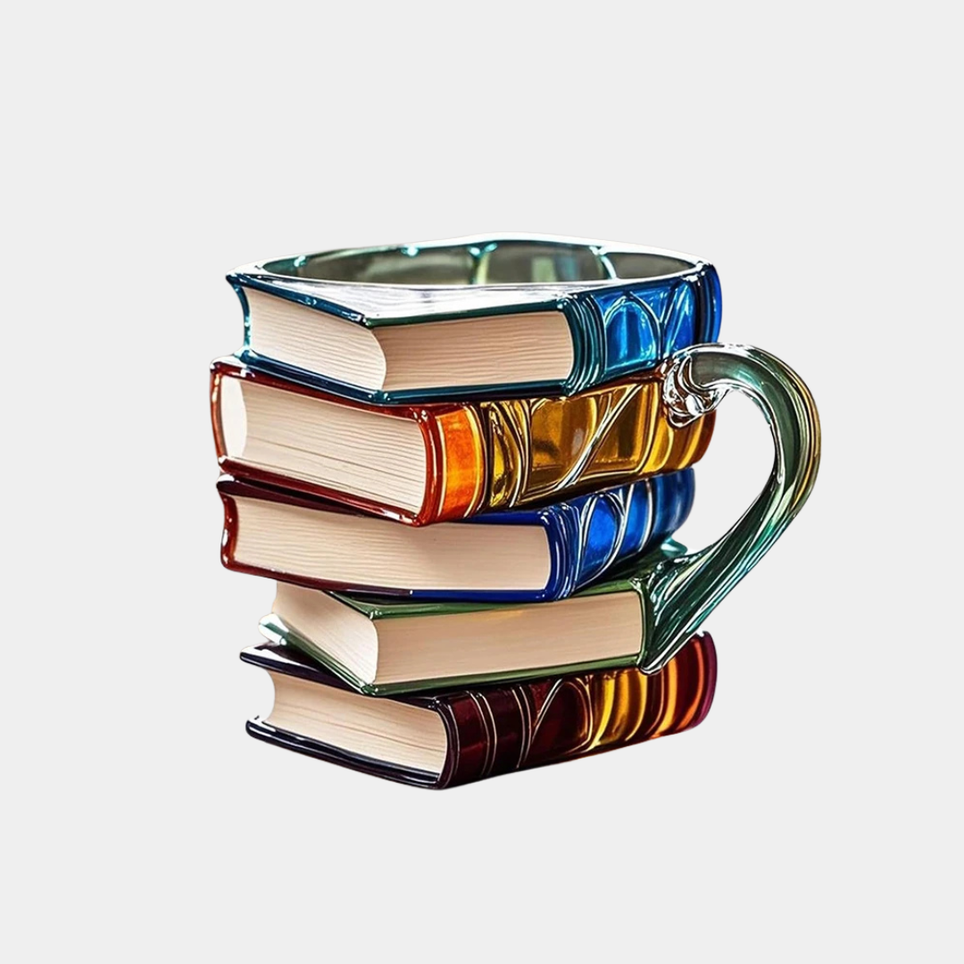 Taza de Resina con Diseño de Libros – Arte 3D Colorido para Lectores-Mugs-Hogar88-Hogar88